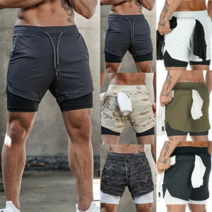 Happybuyner Đàn Ông Bãi Biển Mùa Hè Quần Short Giản Dị Phòng Tập Thể Dục Thể Thao Thể Thao Trên Đầu Gối Đào Tạo Đồ Bơi Nhanh Khô 2 In1Short Quần Để Chạy Ngoài Trời