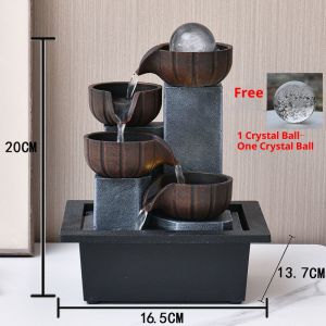 Wealth Attracting Water Fountain | Small Circular Water Landscape Feng Shui Wheel Decor for Living Room Office Desktop Fortune-Bringing Ornament