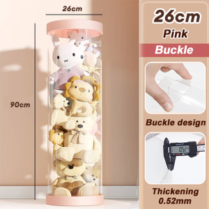 Clean Store Stuff Toy Organizer Doll Storage Box Transparent Doll Storage Bucket PVC Tube Plush Toy Tube PVC Column Box for Dolls
