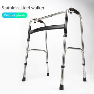 【Fast delivery】Adult Walker with Wheels Elderly Walker Stainless Steel Folding Torque Walker Crutche