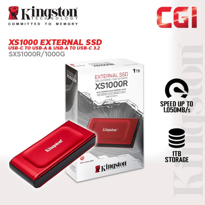 Kingston 1TB XS1000 USB 3.2 1050MB/s External SSD Solid State Drive