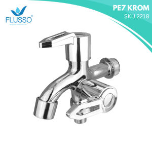 Flusso Kran Double Model Baling Warna Krom Ukuran 1/2 Inch Untuk Shower Kamar Mandi 595
