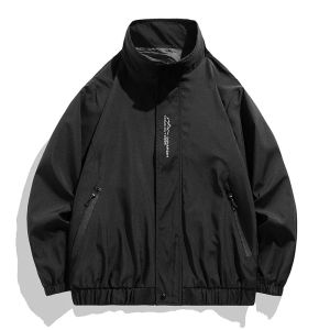 Spring Autumn New Baseball Collar Short Loose Solid Color Jacket Men Business Casual Thin Coat Trend Windbreaker Zipper Jacket2026