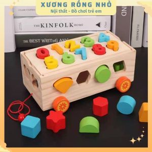 Xe Kéo Thả Số Và Hình Khối - Đồ chơi Gỗ Thông Minh Cho Bé – Xương Rồng Nhỏ