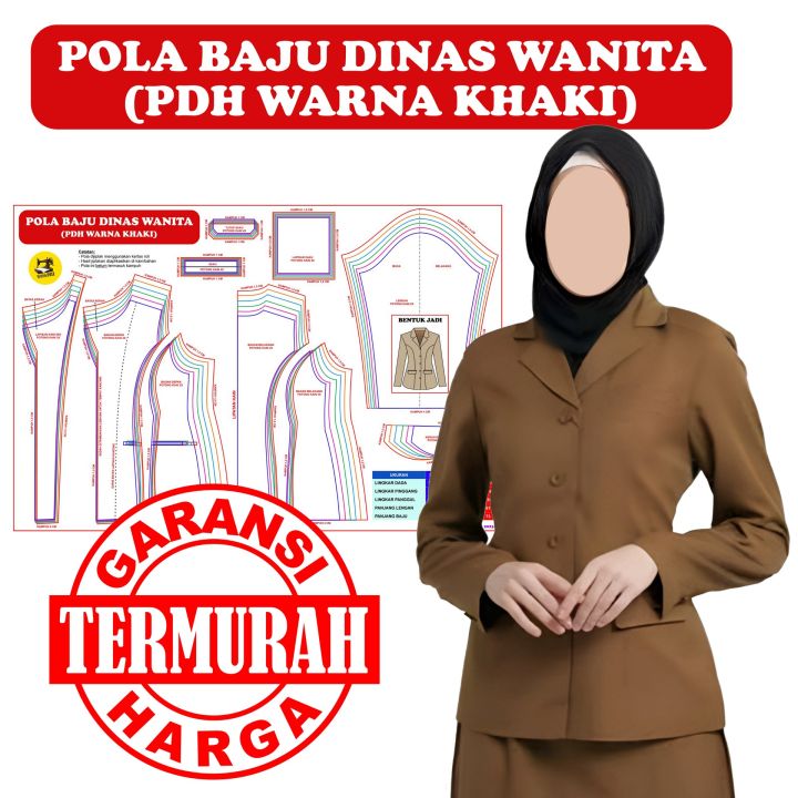 POLA JIPLAK BAJU DINAS WANITA PDH WARNA KHAKI | Lazada Indonesia