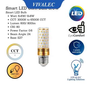 Oritz Smart LED Corn Bulb | 6W / 8W Adjustable CCT | WiFi & App Control | E14 & E27 Base