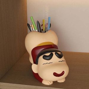 ROBERTA หลายฟังก์ชัน ที่วางปากกา Crayon Shin-chan การ์ตูน พิมพ์แล้ว ที่เก็บเครื่องเขียนมิกกี้ ที่วางดอกไม้ คาวาอี้ กล่องเก็บของตั้งโต๊ะ สาวๆ