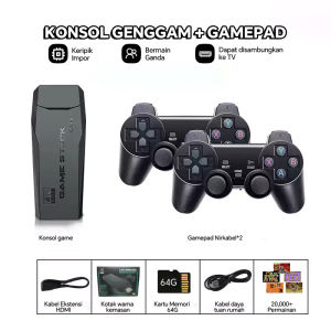 Game stick 4K/Gaming/Permainan Konsol Video 64G Bawaan 20300 Game Konsol Game Genggam Retro Stik Game Pengendali Nirkabel untuk Hadiah Natal Anak PS1/GBA