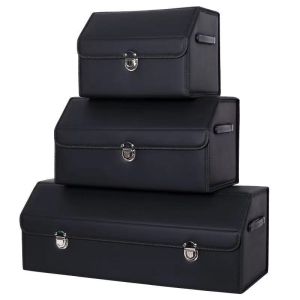 COD-Car trunk storage box high-grade leather material foldable car storage box car interior supplies