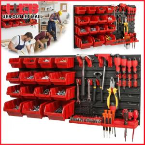UEB 39pcs Automotive Hand Tool Organizer Kit with Wall Panels Tool Holders Hooks Tool Hanging Board Set for Men Gift