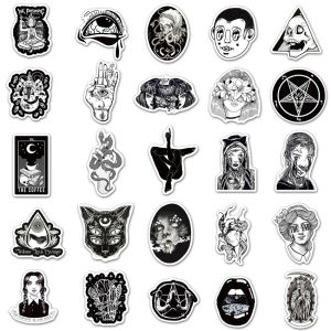100Pcs/Set Stiker Graffiti Punk Gothic Horor Stiker Sticker Art Stikers Tahan Air Warna Hitam Putih Diy Luggage Laptop Skateboard Decals Doodle Stikers