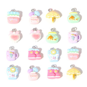 20 Pcs Mini Cartoon Resin Pendants: DIY Craft Supplies Jewelry Making Materials Keychains and Bag Charms W797