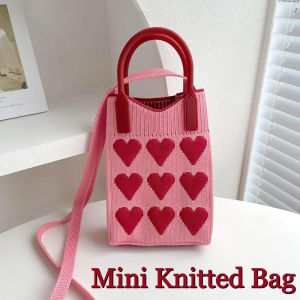 Korean Version Mini Crossbody Bag for Women Knitted Soft Small Phone Purse Cute Mobile Shoulder Bag Girls Gift Idea