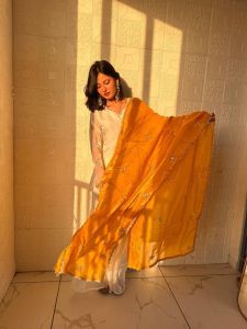 KPs Elegant Fendy Silk Embroidery Sharara Plazzo Set