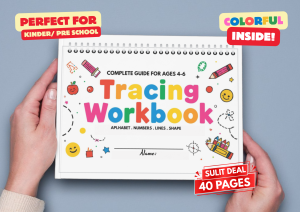 Omnipaper Complete Tracing Workbook for Kids Ages 4–6 | Alphabet & Number Writing Guide with Proper Stroke Patterns | 40 Pages A4 | Free Pencil