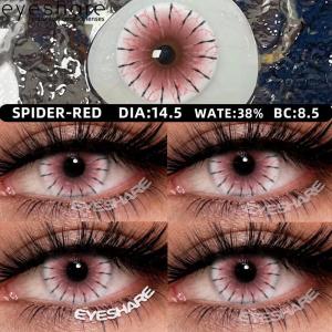 (COD)Eyeshare Halloween Colored Contact Lenses Spider White 1 Pair Of Cosplay White-Eyed Horror-Themed Contact Lens