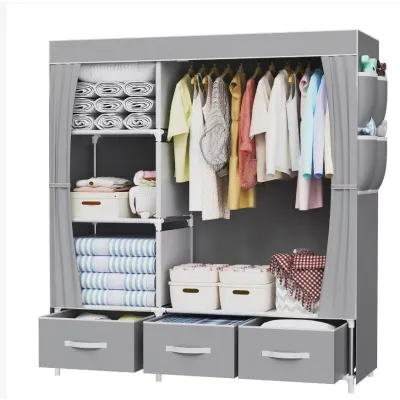 High Quality Wardrobe with Drawers Multifunction Zipper Clothes Cabinet Organizer Space Saving COD