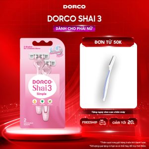 DORCO Shai 3 Simple - Dao Cạo Body Nữ 3 Lưỡi - Hộp Gồm 2 Cây Dao Cạo