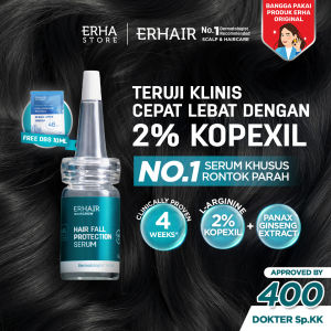 ERHAIR HairGrow Protection Serum 7x8 ml with 1.5% Kopexil - Serum Panax Ginseng Mengurangi Rontok | Serum penumbuh rambut | Menjaga Kesehatan Kulit Kepala dan Menguatkan Akar