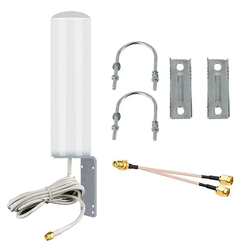 High Gain 10-12dBi Dual SMA Male 698-2700 MHz 3G/4G LTE Omni-Directional  Outdoor Pole/Wall Mount Antenna for Mobile Cell Phone Cellular 4G LTE  Router