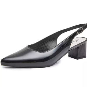 RECOMMEND FOR YOU Women’s Pointed Toe Heels PVC Slingback Block Heel Shoes Comfortable Stylish Office Wear