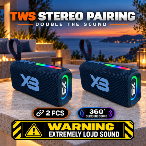 MICROPOWERTECH XB205 (Rumble) Portable Bluetooth Speaker with Deep Bass Rumble 12H Playtime IPX7 Waterproof Bluetooth 5.3 Built-in Microphone TWS Pairing Type-C Fast Charging High Power Loud & Clear Sound.