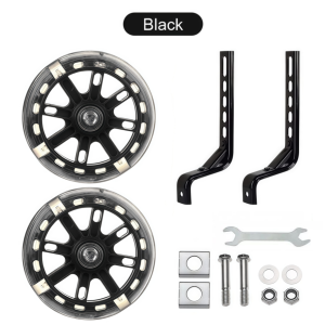 1 Pair Universal Children Bike Balancer Auxiliary Wheel Kids Bike Training Wheels Black with Flash for 12-20 Inch Bikes