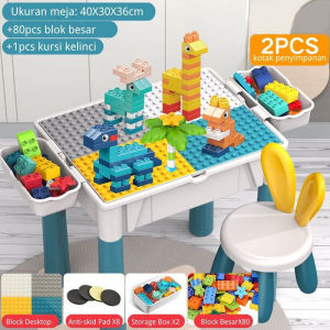 Meja Blok Bangunan Multifungsi Meja Belajar dengan Kursi Meja Bermain Pasir Mainan Building Blocks