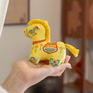 Joeyth chinese new year 2026 decorations新年装饰品2026 cny hanging decor cny decorations 2026 Refillable Zodiac Horse Sachet Brocade Embroidery Bag Horse Hanging Decoration Exquisite Zipper Design Mascot Pony Pendant Gift