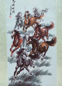 ผ้าไหมแท้ ภาพวาดผ้าไหมแบบแขวนสําหรับตกแต่งบ้าน  รูปภาพมงคล รูปภาพติดผนัง ตกแต่งบ้าน/ของขวัญผู้ใหญ่ ของขวัญปีใหม่-เปิดกิจการ pa