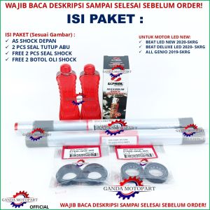 PAKET AS SHOCK DEPAN GENIO BEAT NEW DELUXE BEAT STREET LED NEW 2020 2021 2022 SAMPAI SEKARANG KOJ