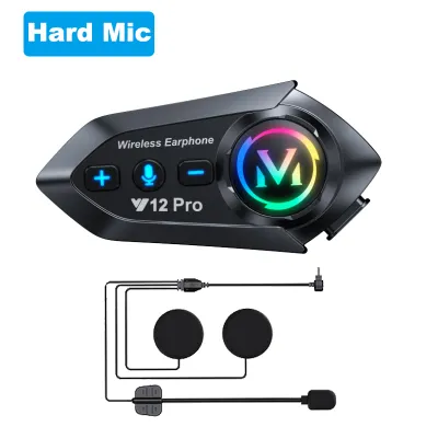 Y12 Pro Motorcycle Helmet Bluetooth Headset Intercom Distance 500M IP56 Dust And Waterproof Voice Assistant Mixing Music Sharing