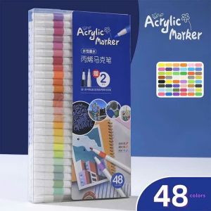 Bút Màu Acrylic Marker 48 Màu – Vẽ Được Trên Đá Gỗ Giày Vải Ly Sứ – Mực Đậm Không Bay Màu