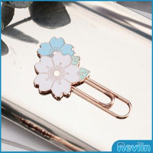 R.E. 1 ชิ้น ลวดเสียบกระดาษ ที่คั่นหนังสือลายซากุระ คลิปหนีบกระดาษโลหะ Paperclip