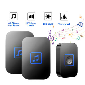 DaQueen] Waterproof Wireless Home DoorBell LED Light No Battery Home Cordless Door Bell 300 Meters Range 60 Rings 5 Adjustable Volume][