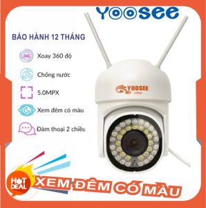 Camera IP Yoosee Ngoài Trời PTZ mini 36LED 5.0Mpx 1080P - chống nước xem đêm có màu - BH 12 tháng Lỗi 1 đổi 1