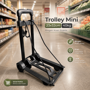 Trolley Cart 40kg Galon Portable 23x32cm Luggage Barang Dus Lipat FPT-200