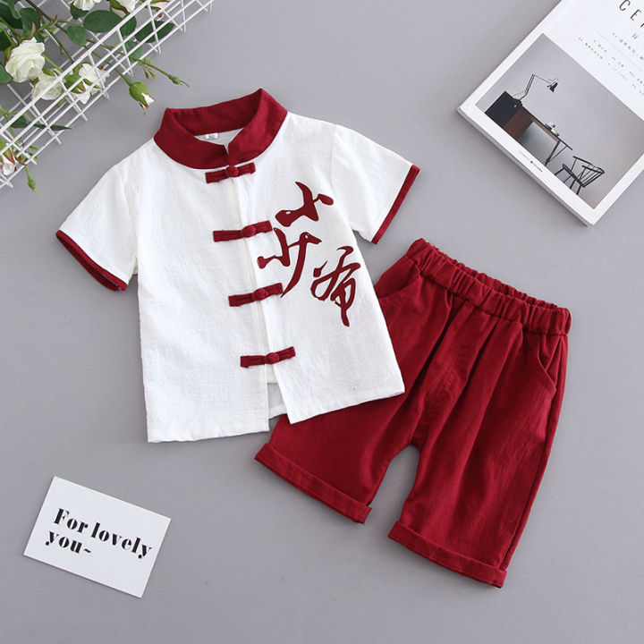 Sanitkun Wisebaby Cny Tang Suit Children Baby Cotton Short Sleeve Hanfu 