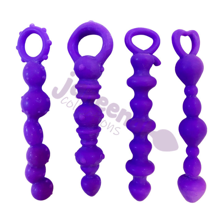 Monstermarketing Oval/Beaded/Round/Heart Shaped Handle Thick Layered Anal Butt  Plug Sex Toys For Boys Sex Toys For Girls (1 Pc Only)
