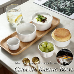 Ceramic Cake Cup Souffle Dish Underglaze Color Heat-resistant Baking Bowl Ramekin Home Oven Safe