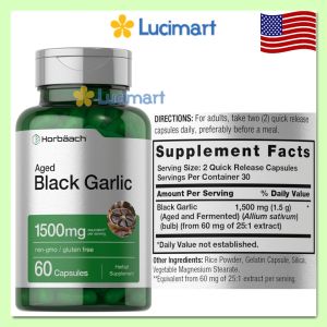 Viên uống tỏi đen Garlic 1500mg / 3600mg Horbaach [Hàng Mỹ]