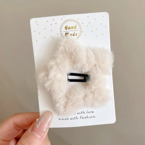 Kẹp tóc ngôi sao lông xù Hàn Quốc siêu xinh – Cặp 2 cái – Phụ kiện tóc dễ thương màu pastel cực yêu