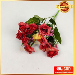 Bunga Mini Rose Panca Warna Cabang 5 Bunga Mawar Mini - bunga Imitasi kain artificial untuk dekorasi wedding atau dekorasi pelaminan dekorasi cafe dekorasi rumah dan dekorasi kamar Import premium termurah artifisial palsu kain
