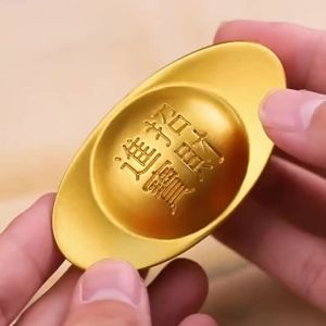 【Ship in 24H】大師已開光 24小時發貨 招財實心金元寶合金沙金色銀元寶擺件中式客廳裝飾品開業喬遷禮物