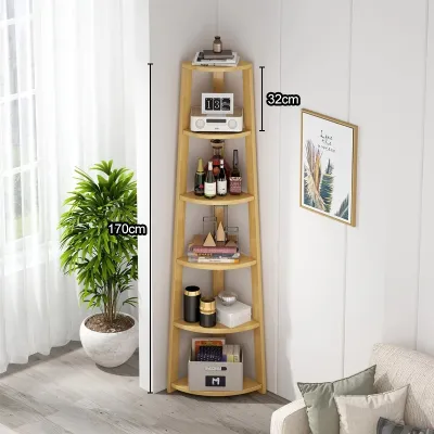 Elegant Solid Wood 4/5/6-Tier Corner Shelf Bookcase with Display Case