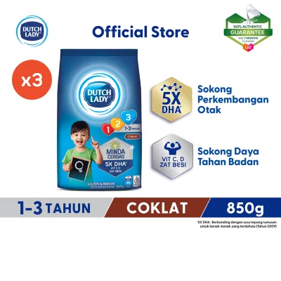 Dutch Lady 123 Coklat 850g x3