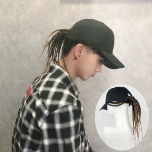 GOXBERK Peaked Cap Wig Hip Hop Hat Baseball Cap Daily Wear Wig Hair Dreadlocks Cap Fashion 35cm Braid Sun Visor Hats Lady Men