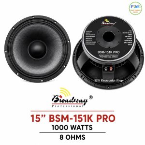 1pc. Broadway BSM-151K PRO 15” Professional Woofer Speaker 1000 Watts 8 Ohms Ferrite Magnet