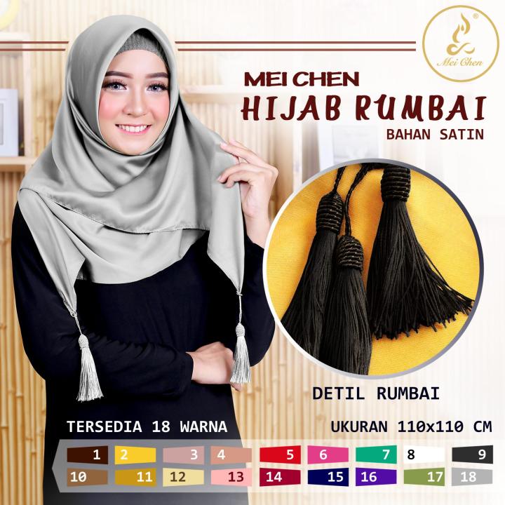 Hijab Rumbai Bahan Satin Istimewa Segi Empat Square 110x110cm | Lazada ...