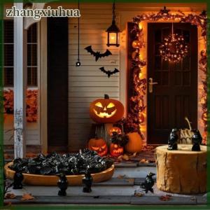 zhangxiuhua 5 10Pcs Bird Ghost Festival Halloween Decoration Simulation Resin Black Crow Halloween Miniature Black Crow Figurines Prop